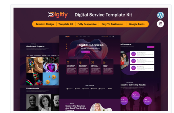 Digitly - Digital Service Agency Elementor Template Kit