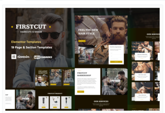 FirstCut - Barbershop & Men's Grooming Elementor Template Kit