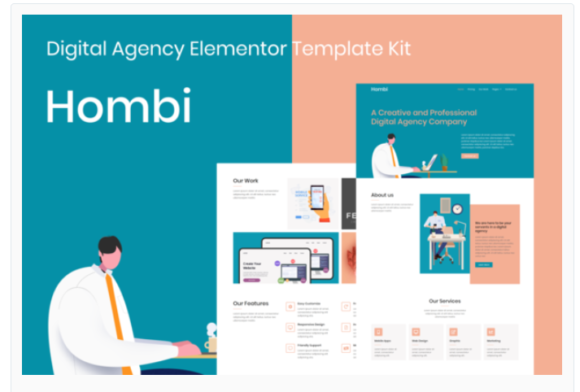 Hombi - Digital Agency Elementor Template Kit