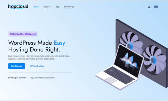 Hopcloud Server & Hosting Service Elementor Template Kit