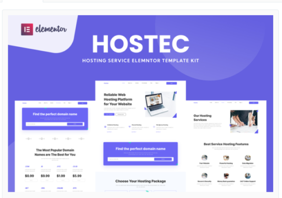 Hostec - Hosting Service Elementor Template Kit
