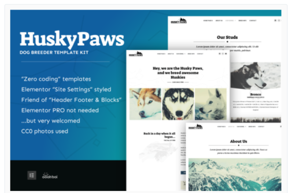 HuskyPaws - Dog Breeder Elementor Template Kit