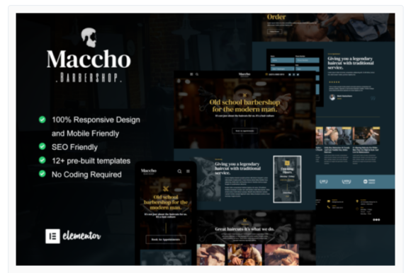 Maccho - Gentlemen Barbershop Elementor Template Kit