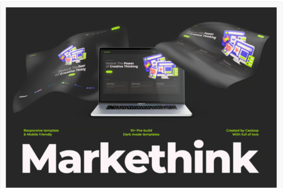 Markethink - Dark Mode Digital Marketing Agency Elementor Template Kit