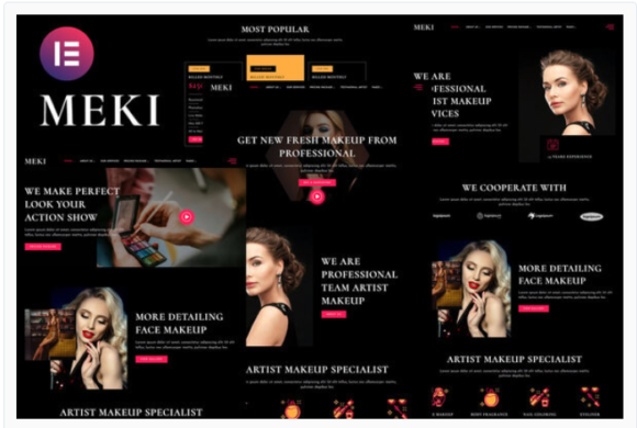 Meki - Artist Makeup Business Services Elementor Template Kit