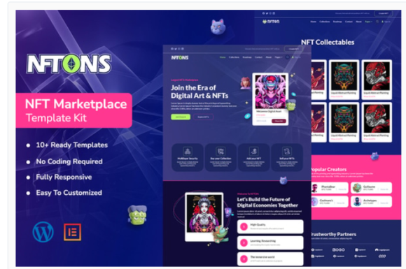 NFTONS - NFT Service & Crypto Currency Elementor Template Kit