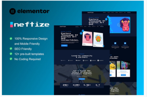 Neftize - NFT Portfolio & Digital Items Elementor Template Kit