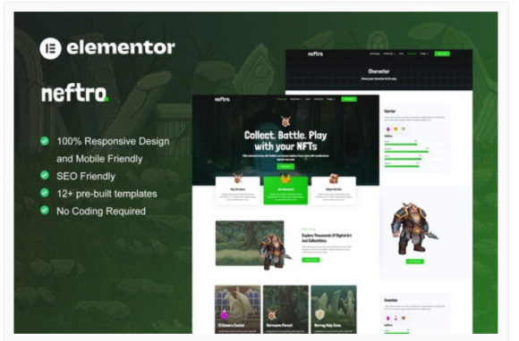 Neftro - Game NFT Elementor Template Kit