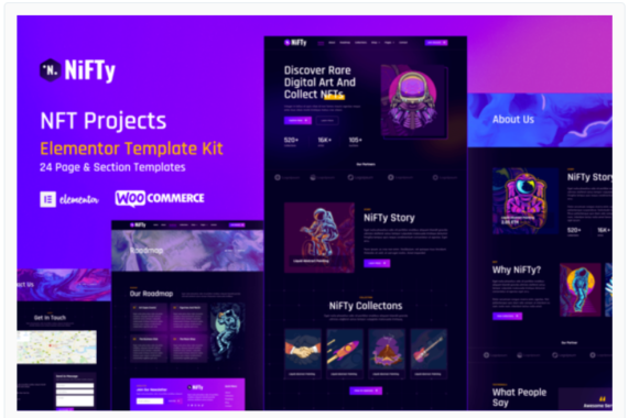 NiFTy - NFT Project & Portfolio WordPress Elementor Template Kit