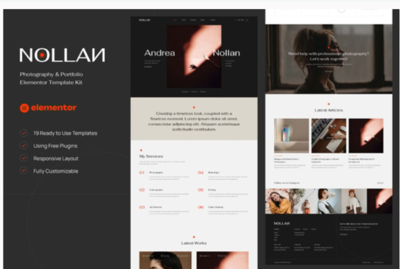 Nollan - Photography & Portfolio Elementor Template Kit