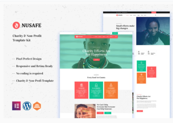 Nusafe - Charity & Non-Profit Elementor Template Kit