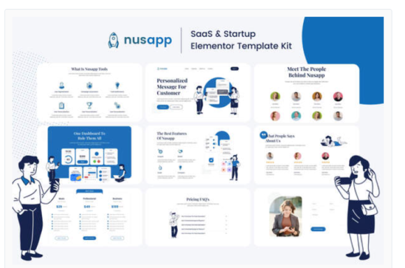 Nusapp - SaaS Startup & Business Elementor Template Kit