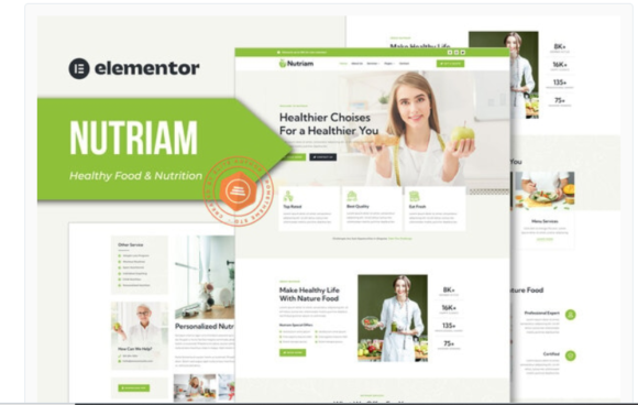 Nutriam - Healthy Food & Nutrition Service Elementor Template Kit