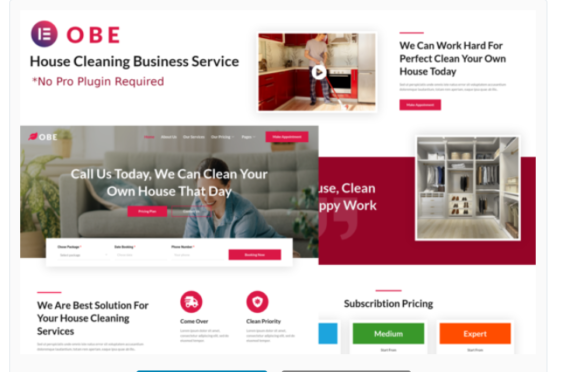 Obe - House Cleaning Business Elementor Template Kits