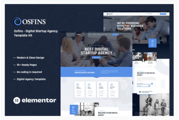 Osfins - Digital Startup Agency Elementor Template Kit