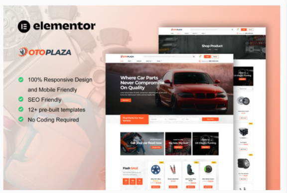 OtoPlaza - Auto Parts Store & Accessories Elementor Pro Template Kit