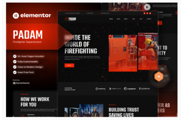 Padam - Firefighter Departement Elementor Template Kit
