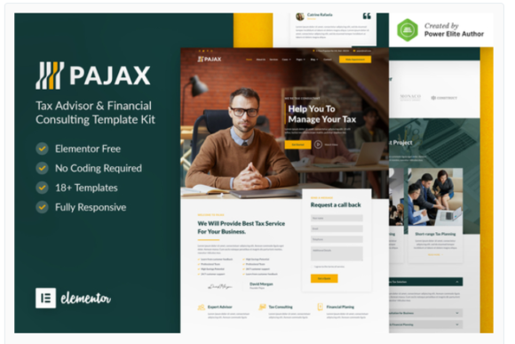 Pajax – Tax Advisor & Financial Consulting Elementor Template Kit