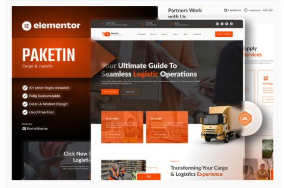 Paketin - Cargo and Logistics Elementor Template Kit