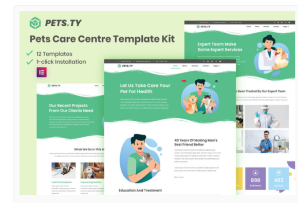 Pets.Ty - Pets Care Clinic Elementor Template Kit