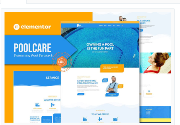 Poolcare - Swimming Pool Service & Maintenance Elementor Template Kit