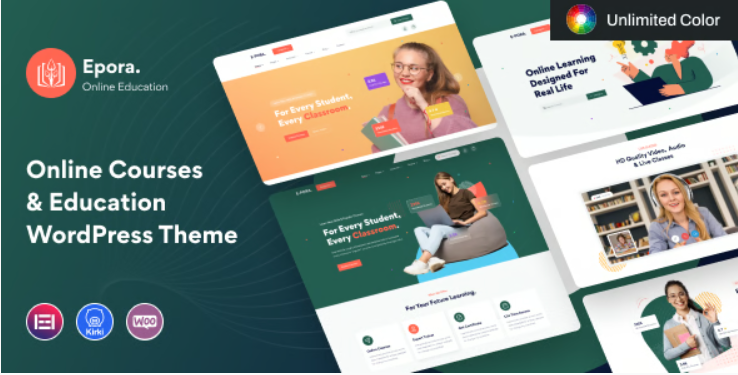 Epora online courses education wordpress theme