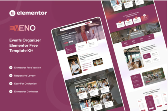 Eveno events organizer elementor template kit
