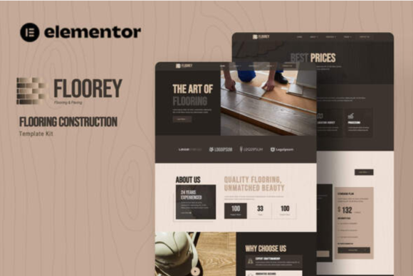 Floorey flooring construction elementor template