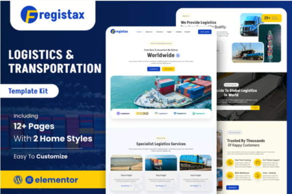 Fregistax cargo logistics elementor template kit