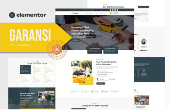 Garansi car insurance elementor template kit