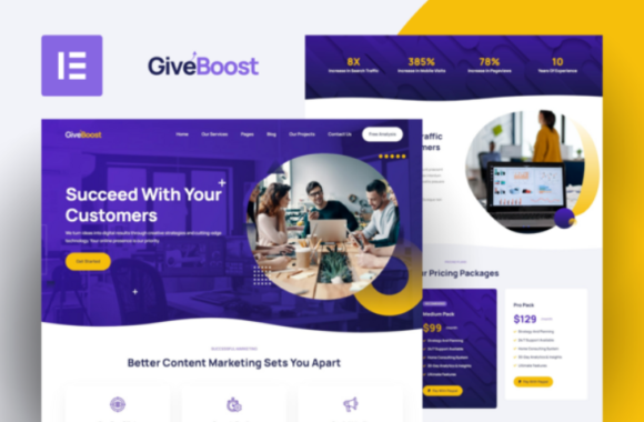 Giveboost digital marketing agency elementor tem