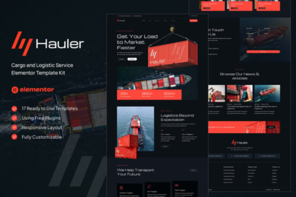 Hauler cargo logistic elementor template kit