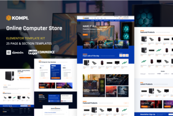 Kompi computer store wordpress elementor template