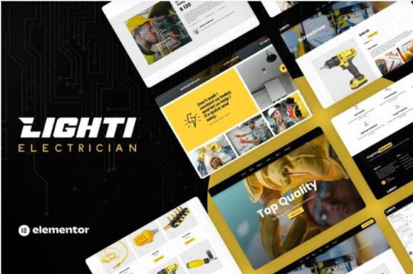 Lighti electrician elementor pro template-kit