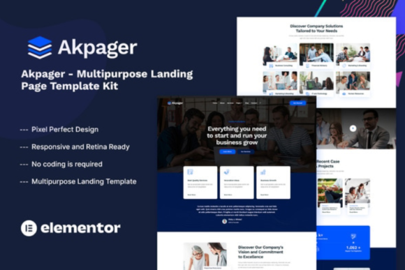 Akpager multipurpose landing page template kit