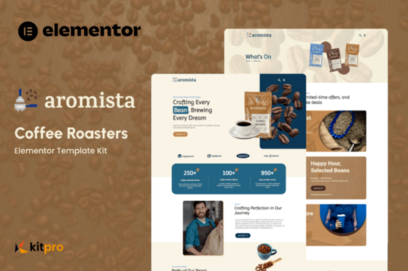 Aromista coffee roasters elementor template kit