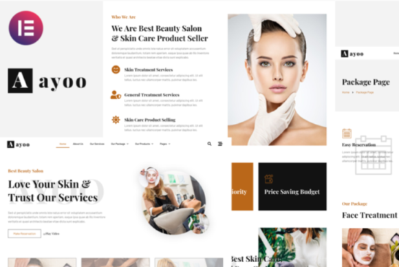 Ayoo - Beauty Salon Services Elementor Template Kits