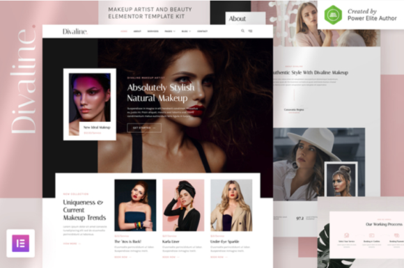 Divaline – Makeup Artist, Model & Beauty Elementor Template Kit