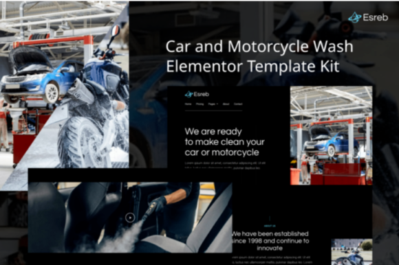 Esreb - Car & Motorcycle Wash Elementor Template Kit