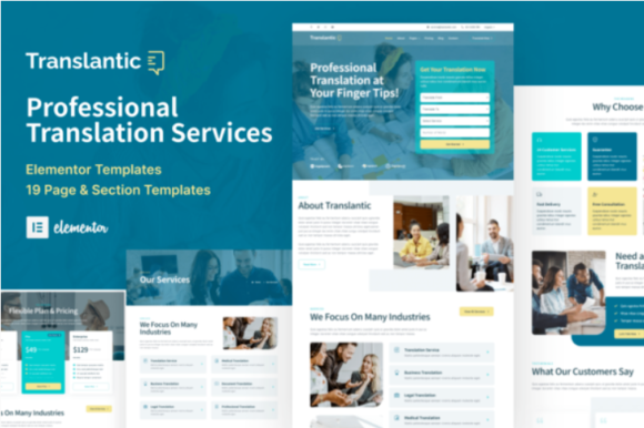 Translantic - Translation Service Agency Elementor Template Kit