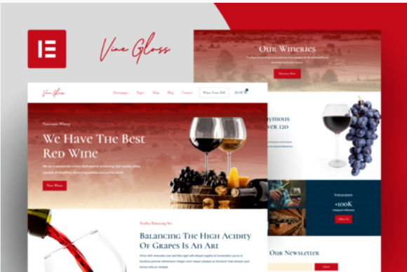Vine Gloss - Wine Shop & Vineyard Elementor Pro Template Kit