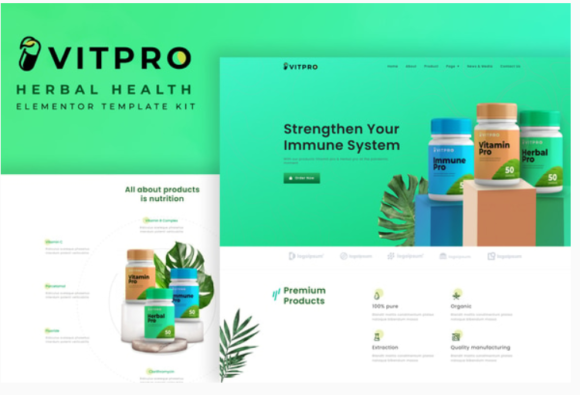 Vitpro - Herbal Health Elementor Template kit