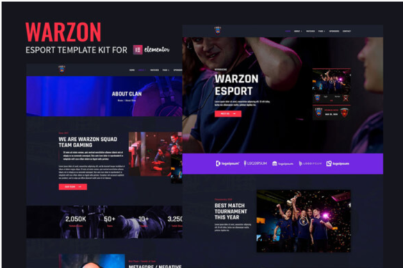 Warzon - Esports Gaming Elementor Template Kit