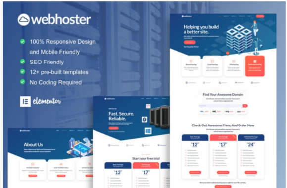 WebHoster - Web Hosting Service Elementor Template Kit
