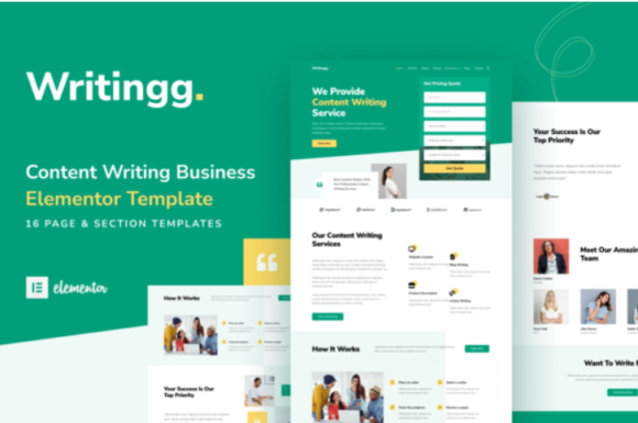 Writingg - Content Copywriting Services Elementor Template Kit