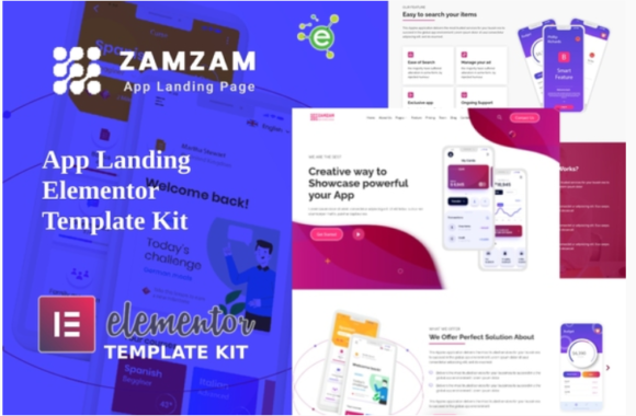Zamzam - App Landing Elementor Template Kit
