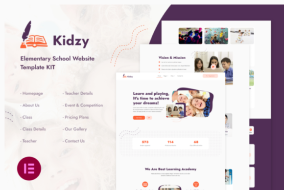 Kidzy - Elementary School Elementor Template Kit