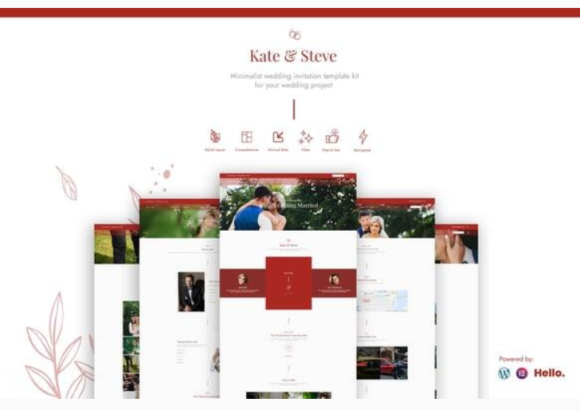 Kate & Steve - Wedding Invitation Elementor Pro Template Kit