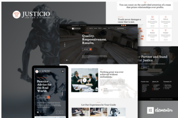 Justicio - Law Firm & Attorney Elementor Template Kit