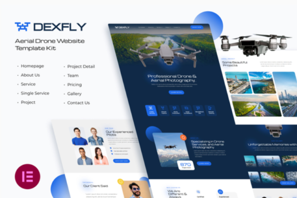 Dexfly - Drone & Aerial Photography Elementor Template Kit